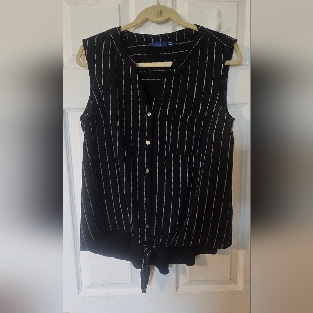 Black and White Striped Sleeveless Top